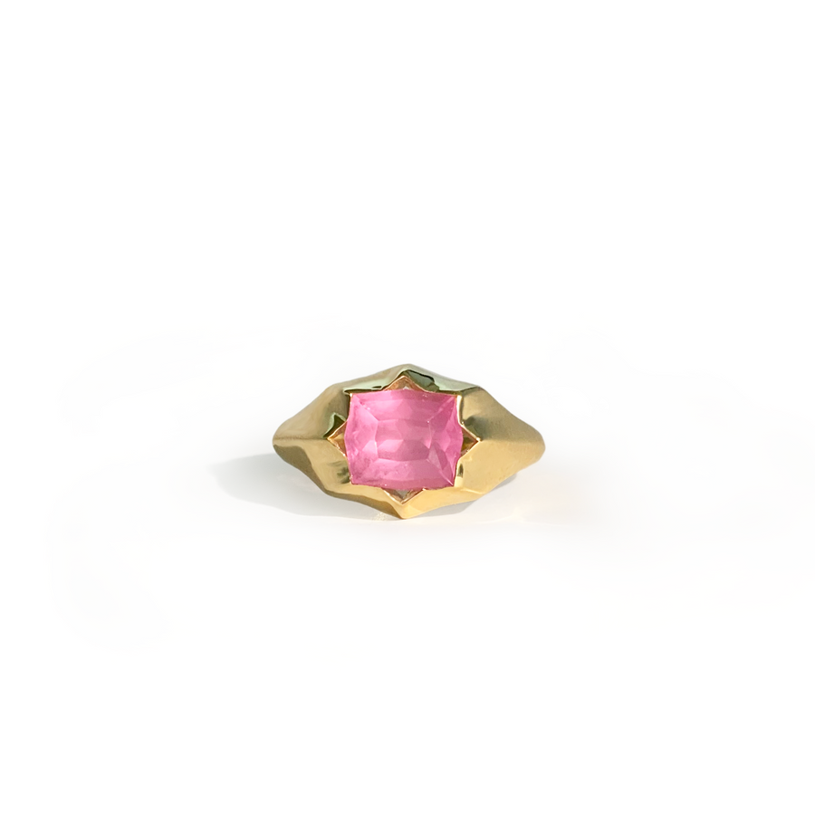 18k Bubble Gum Pink Spinel Starburst Ring